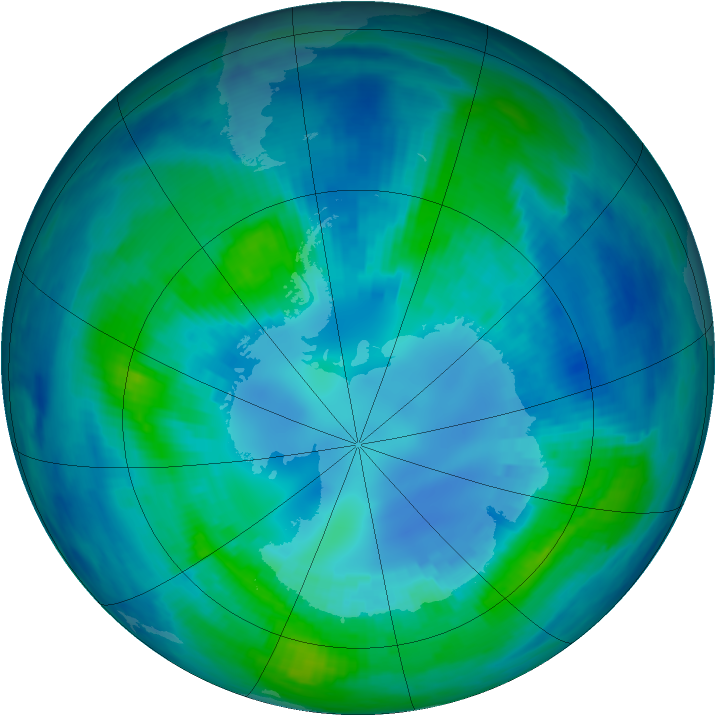 Antarctic ozone map for 18 April 2000